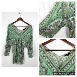 ECI Green Paisley Babydoll Blouse Size‎ 4